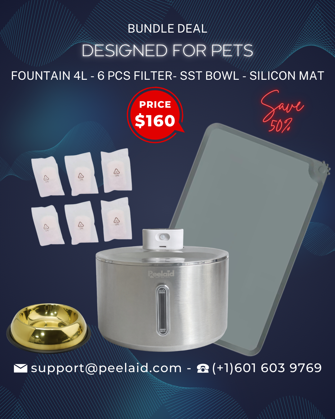 Peelaid™ - Fountain+Filters+Bowl+Mat - Bundle deals